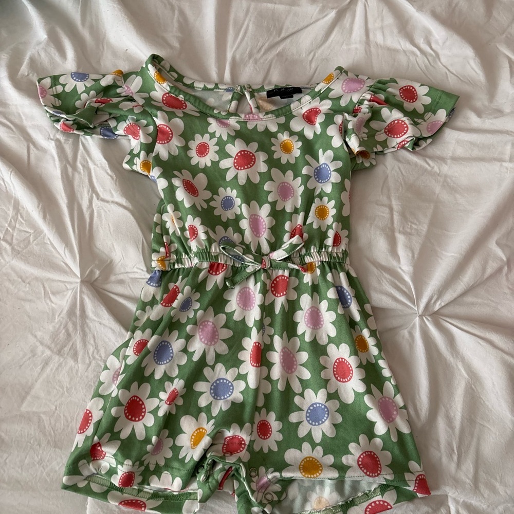 Floral Green Kids Romper